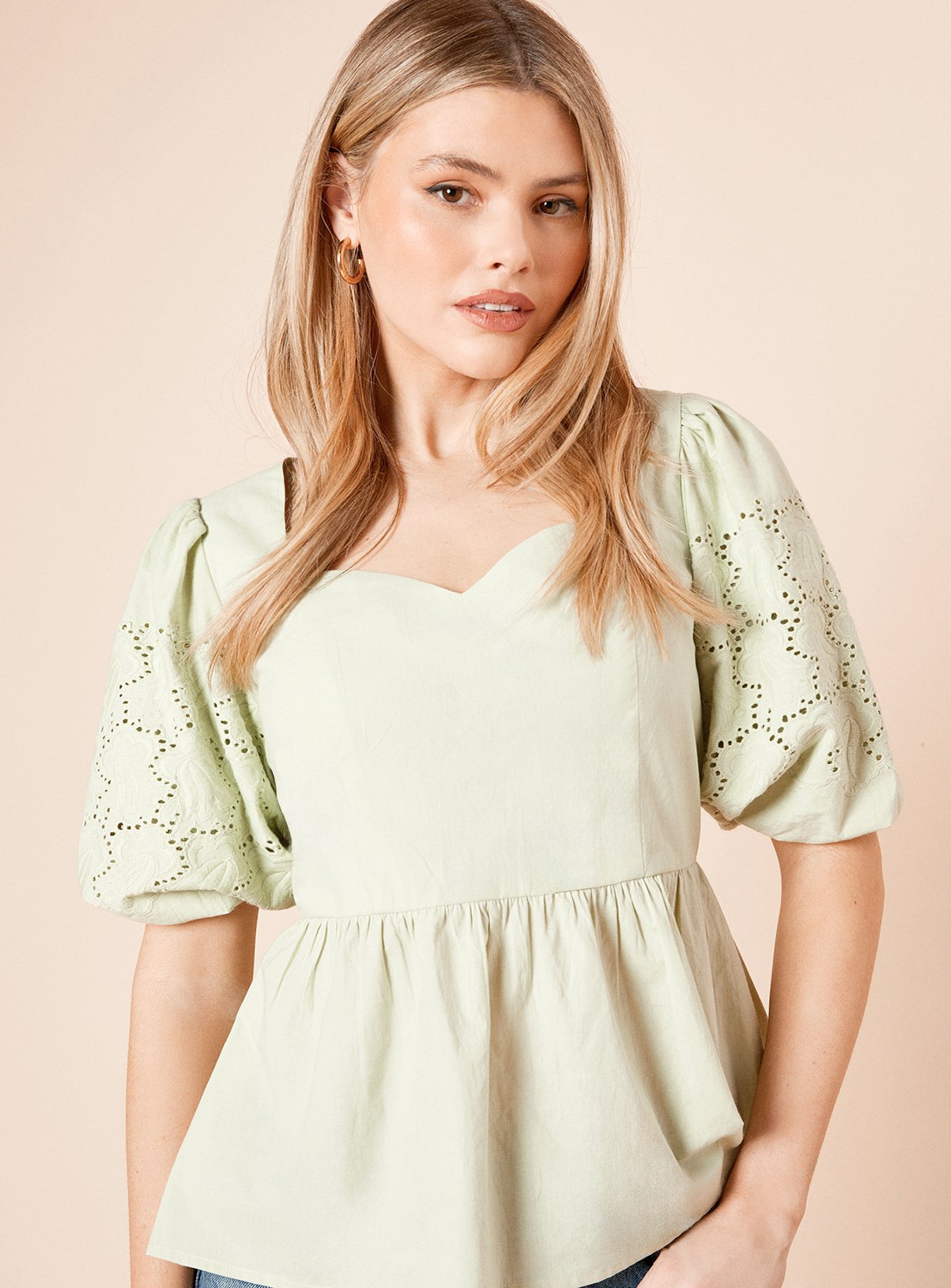 DOROTHY PERKINS Cutwork Sleeve Poplin Blouse 10 - Image 2 thumbnail